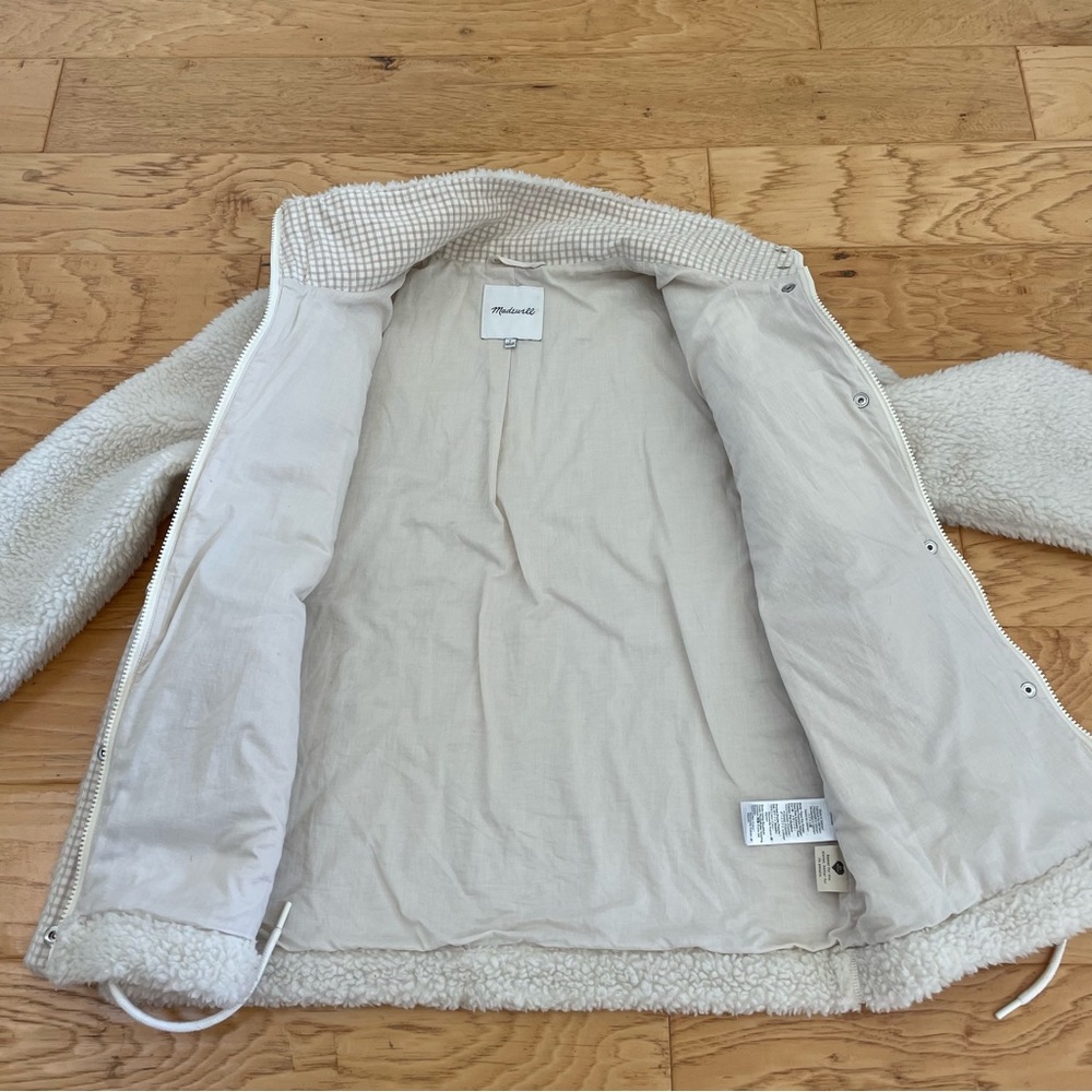 Madewell (Re)Sourced Sherpa Zip Jacket Cream Off White Size Small - Picture 5 of 11